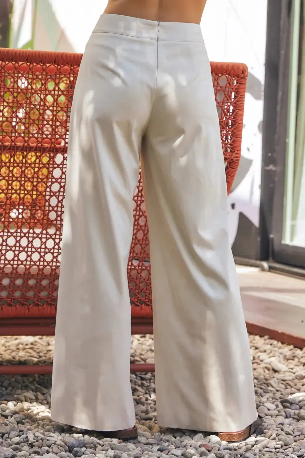 SUEDE WIDE LEG PANTS