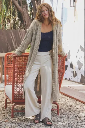 SUEDE WIDE LEG PANTS