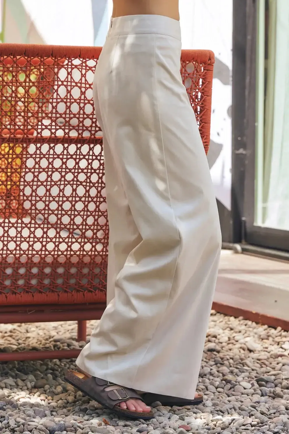 SUEDE WIDE LEG PANTS