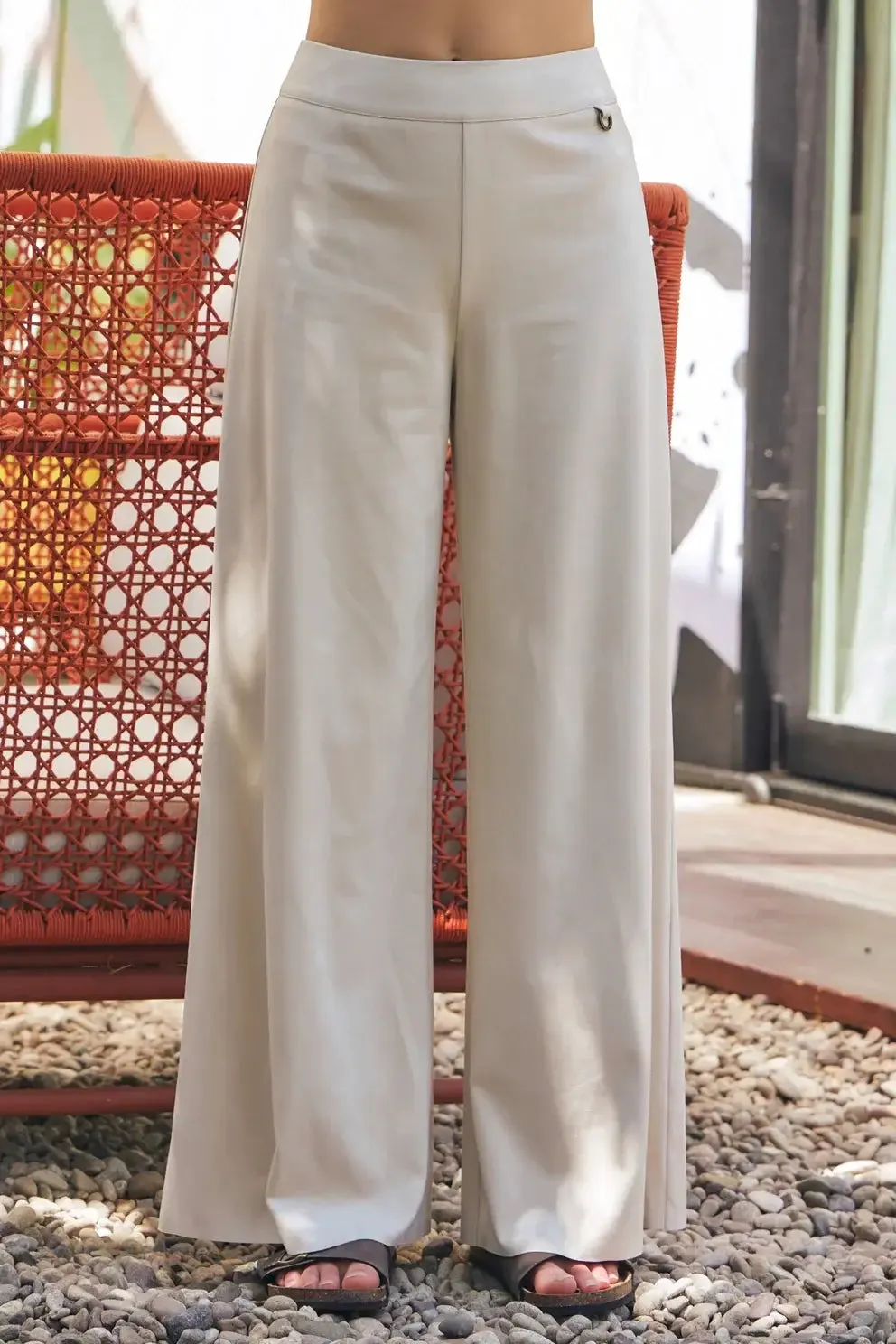 SUEDE WIDE LEG PANTS