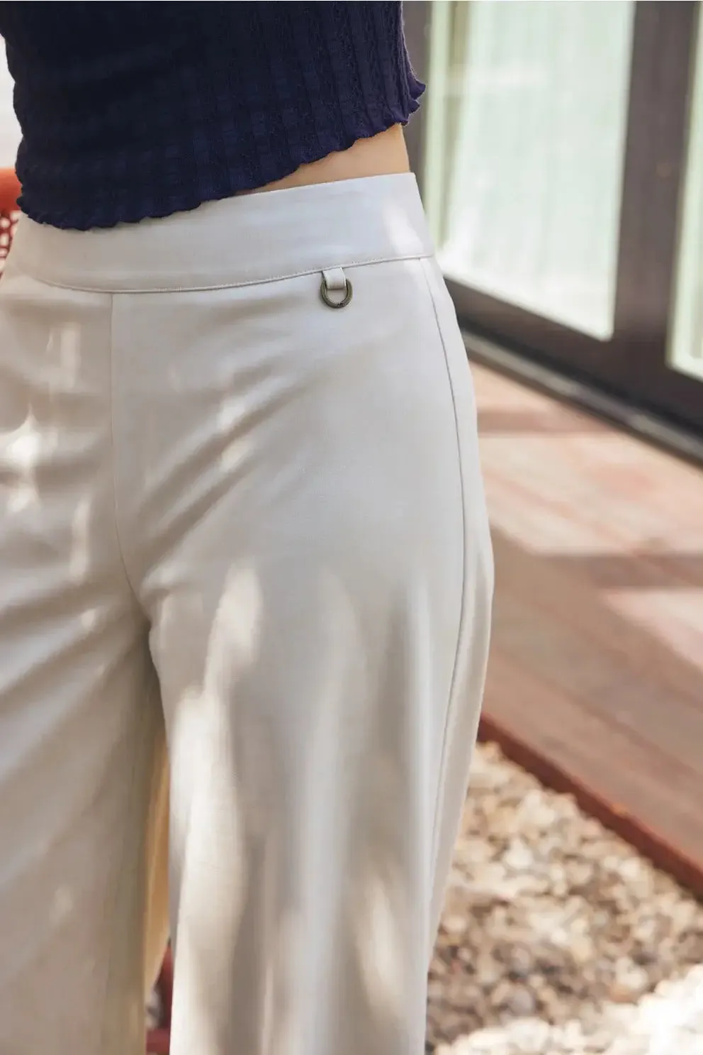 SUEDE WIDE LEG PANTS