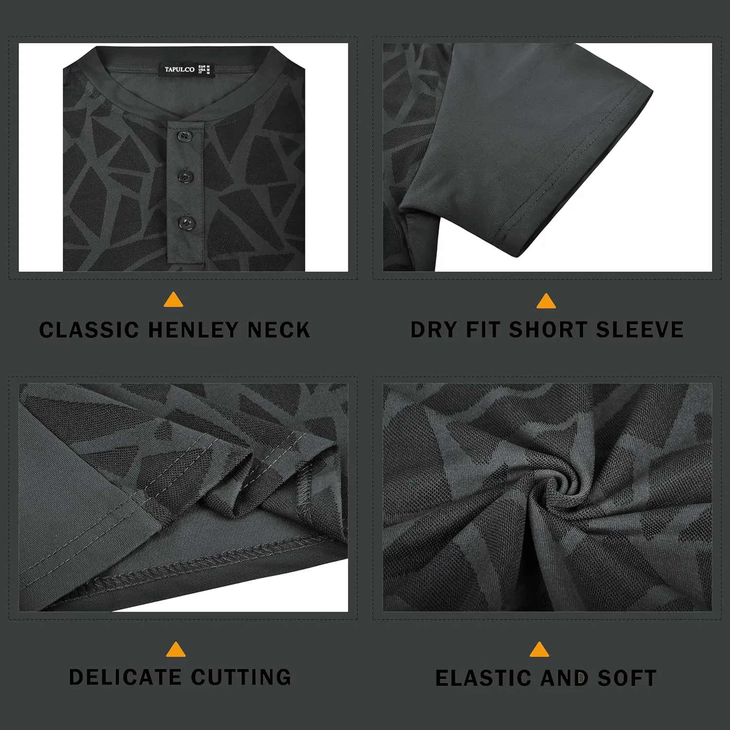 TAPULCO Collarless Golf Shirts for Men Quick Dry Color Block Breathable Soft Athletic Casual Daily T-Shirts