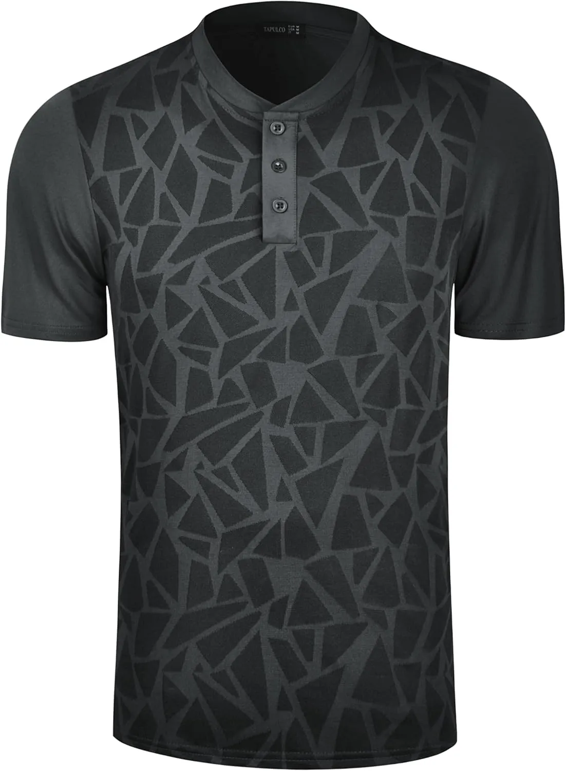 TAPULCO Collarless Golf Shirts for Men Quick Dry Color Block Breathable Soft Athletic Casual Daily T-Shirts