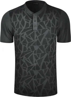 TAPULCO Collarless Golf Shirts for Men Quick Dry Color Block Breathable Soft Athletic Casual Daily T-Shirts