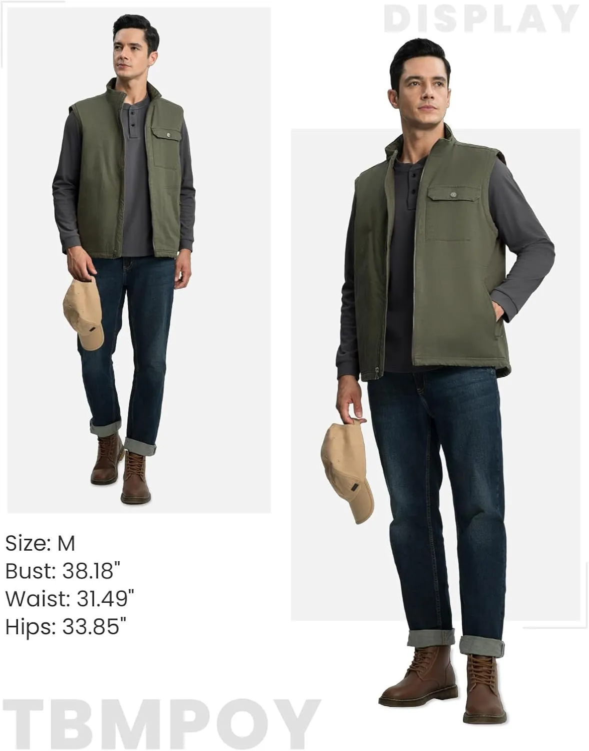 TBMPOY Men's Henley Shirts Golf Long Sleeve Shirts Moisture Wicking Button Loose Fit with Pockets Quick Dry