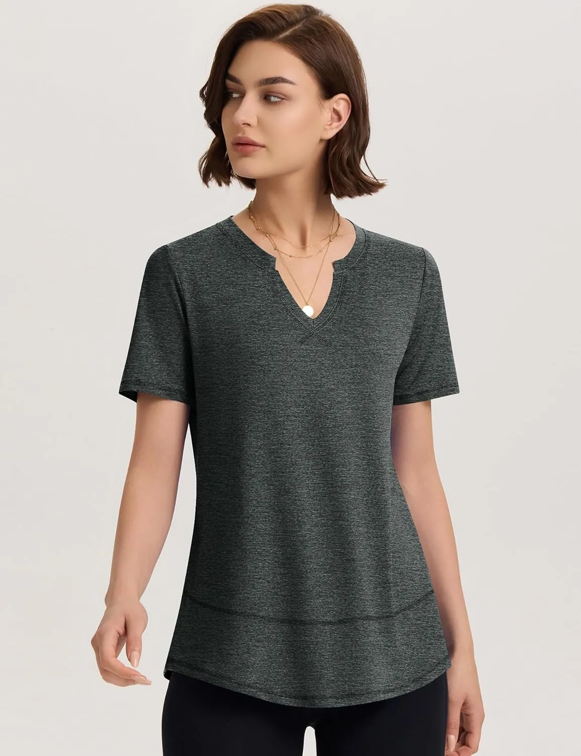 TCOT Women's Short Sleeve Workout Tops Loose Fit Athletic Tees V Neck Running Shirts Yoga Tee Gym Shirts