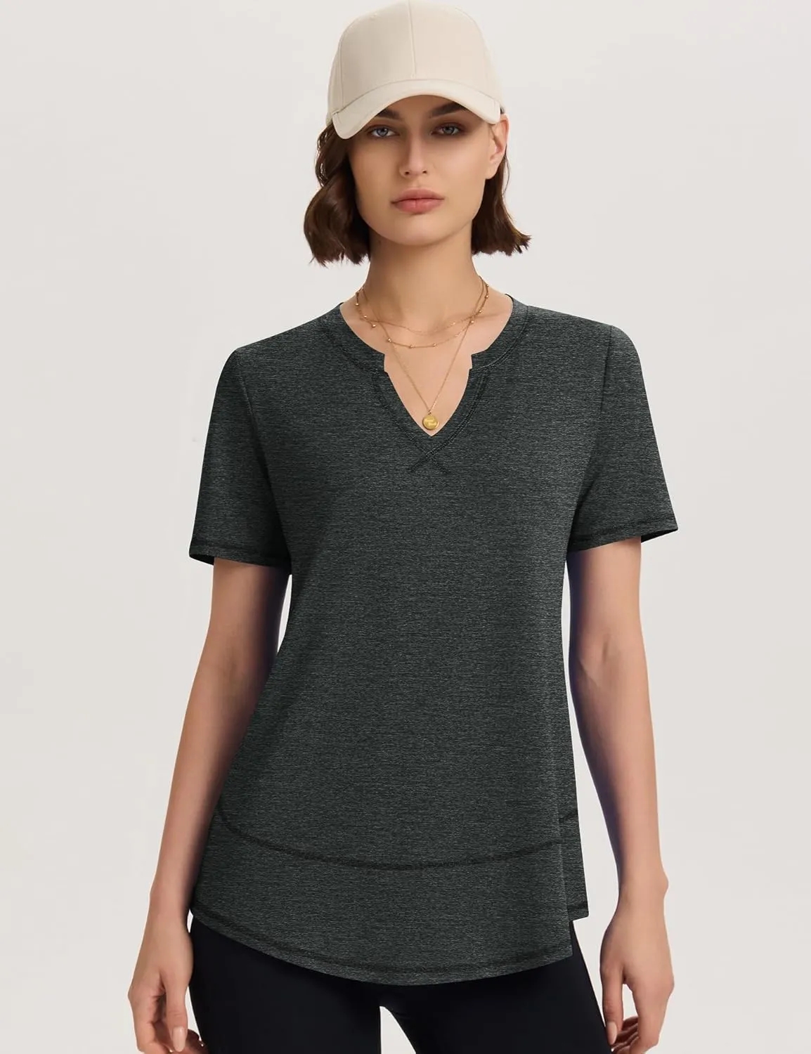 TCOT Women's Short Sleeve Workout Tops Loose Fit Athletic Tees V Neck Running Shirts Yoga Tee Gym Shirts