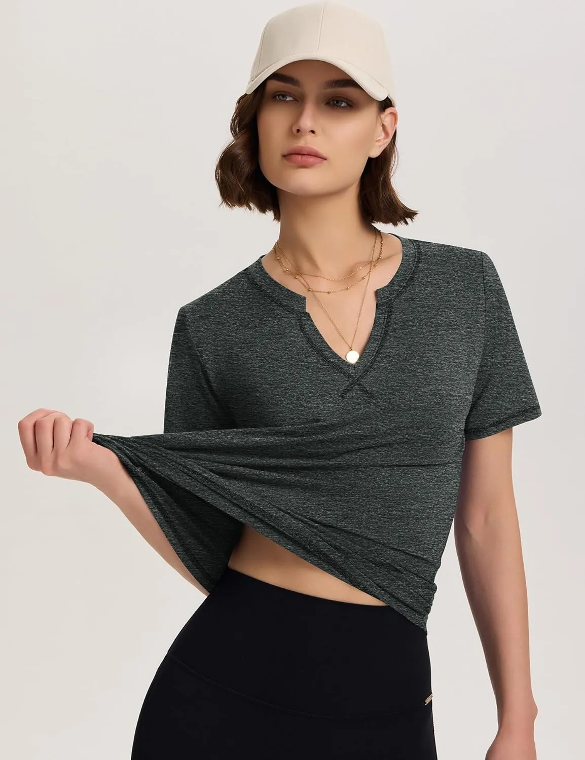 TCOT Women's Short Sleeve Workout Tops Loose Fit Athletic Tees V Neck Running Shirts Yoga Tee Gym Shirts
