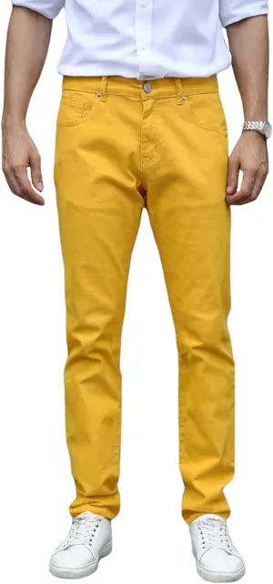 TEGIAS Men's Slim-Fit Stretch Plaid Jean Classic Comfort Regular Fit