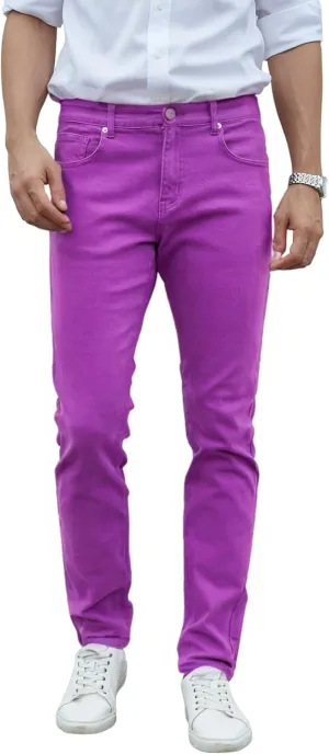 TEGIAS Men's Slim-Fit Stretch Plaid Jean Classic Comfort Regular Fit