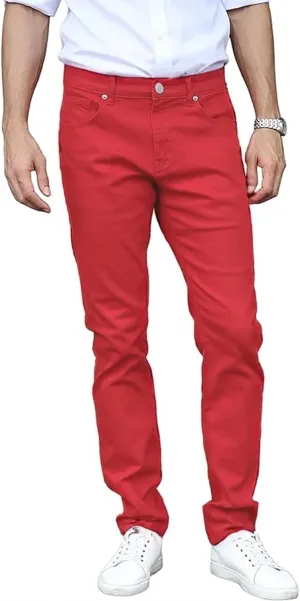 TEGIAS Men's Slim-Fit Stretch Plaid Jean Classic Comfort Regular Fit