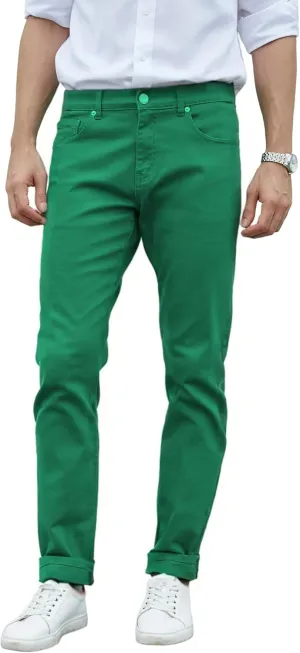 TEGIAS Men's Slim-Fit Stretch Plaid Jean Classic Comfort Regular Fit
