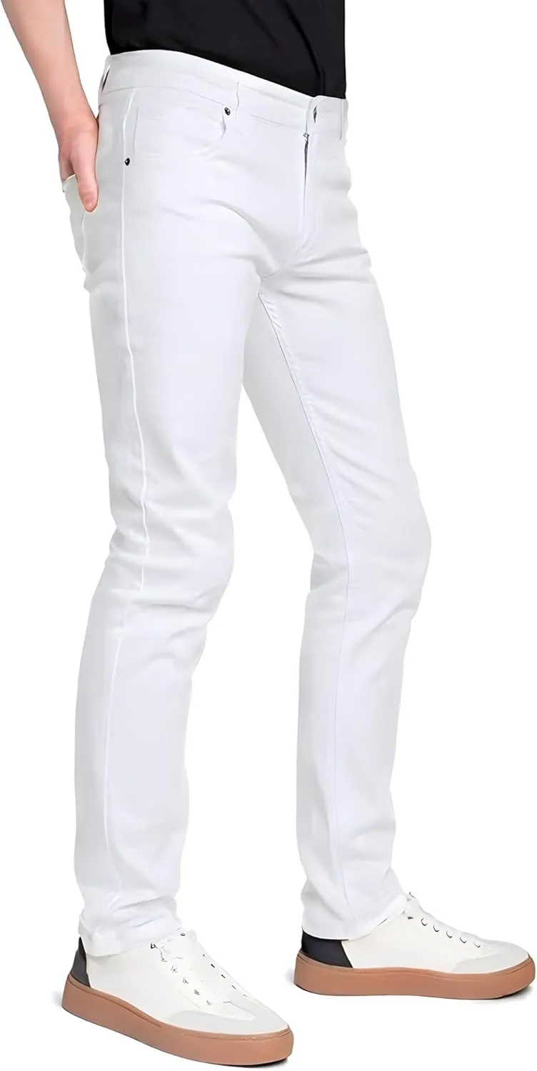 TEGIAS Men's Slim-Fit Stretch Plaid Jean Classic Comfort Regular Fit