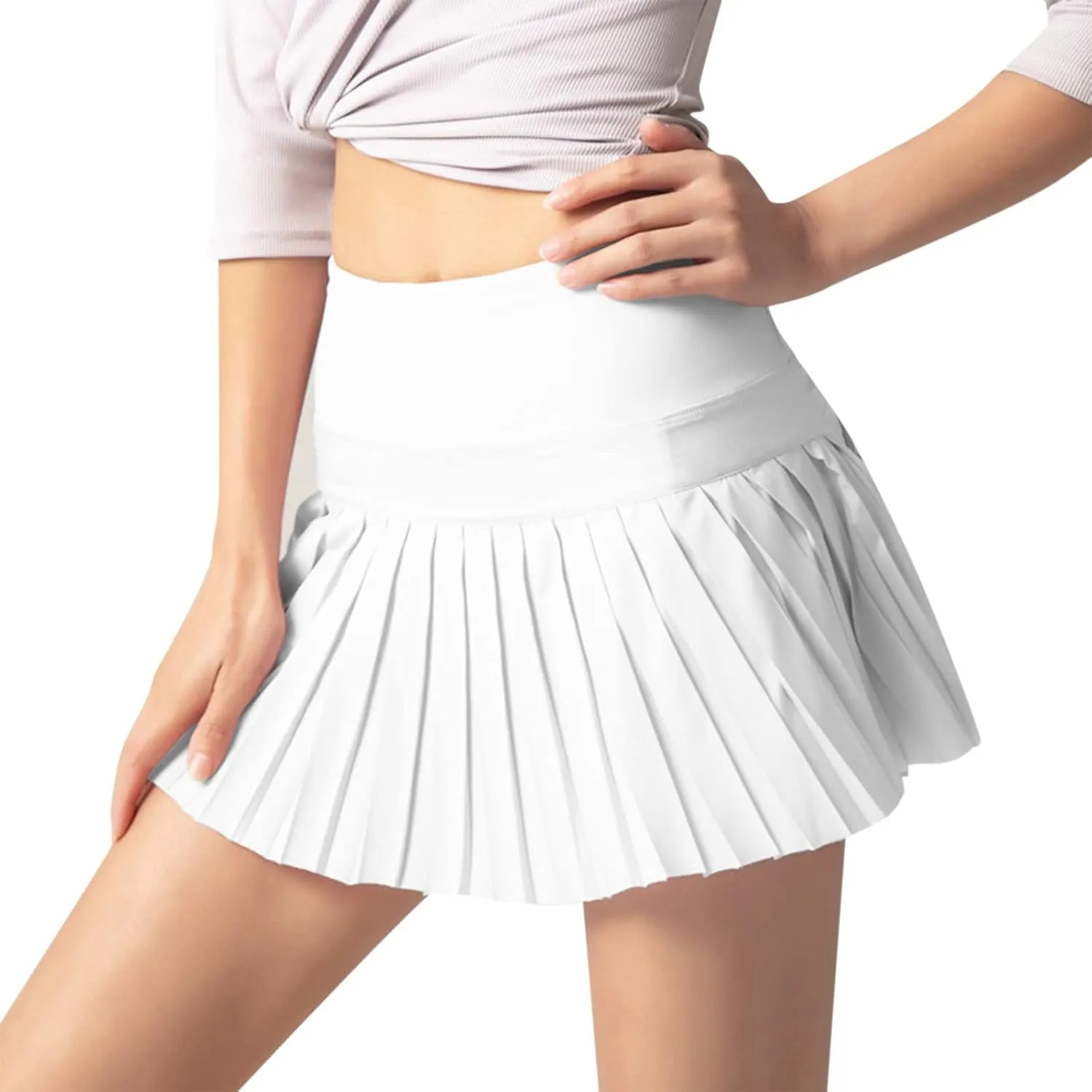 Tennis Skirt Stretchy High Waisted Running Sports Pleated Skirts Midi Black Skirt for Women