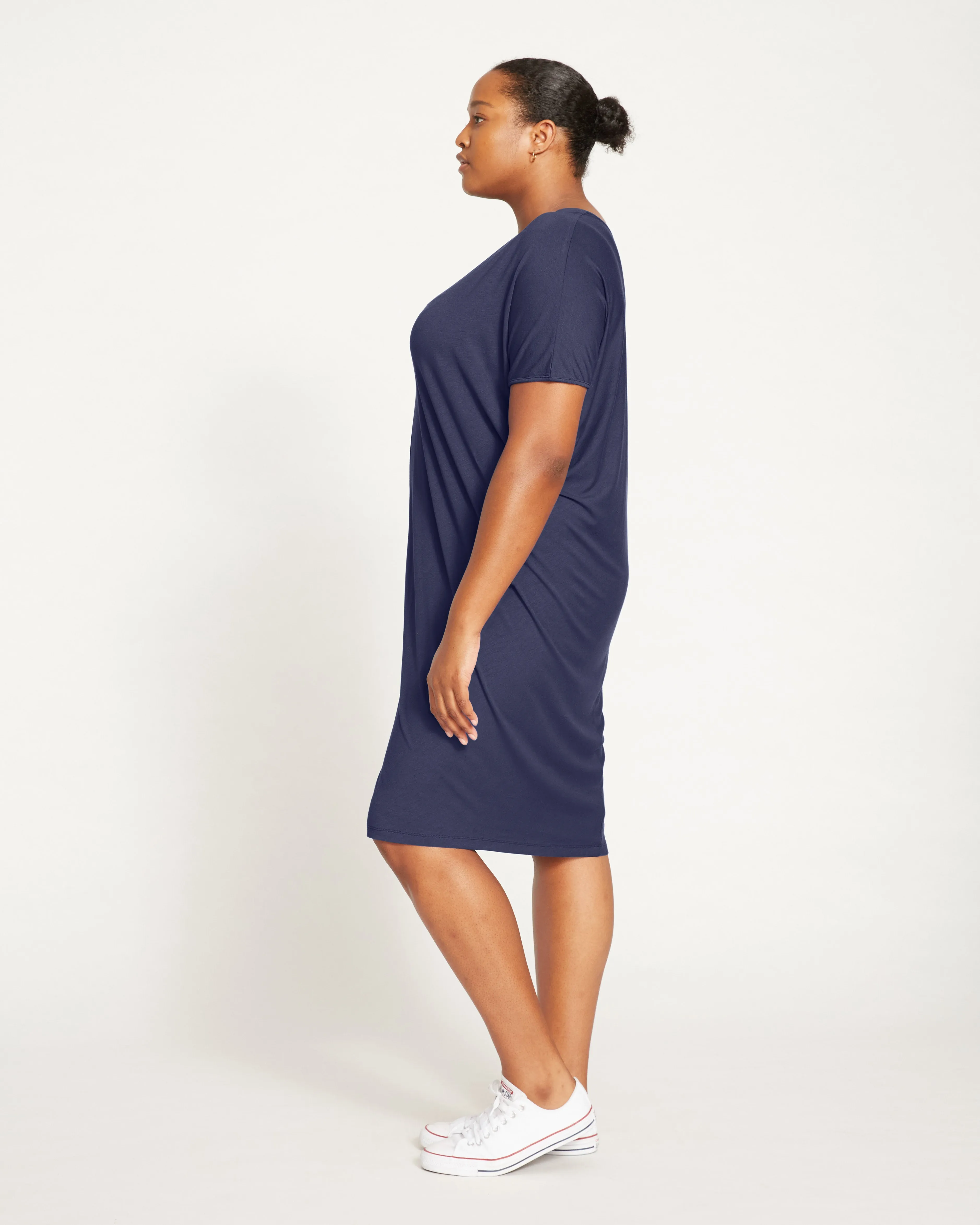 Teresa Liquid Jersey V-Neck Dress - Midnight