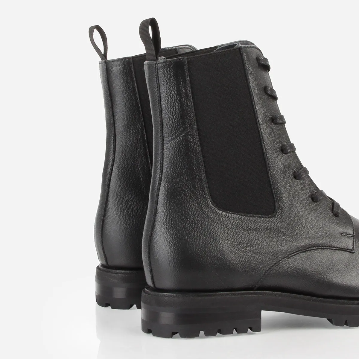 The Kit Combat Boot Black Micro Pebble