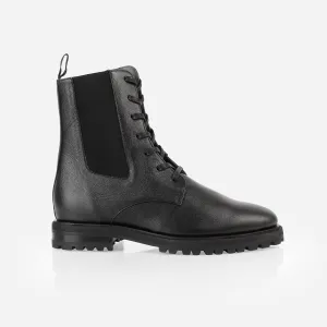 The Kit Combat Boot Black Micro Pebble
