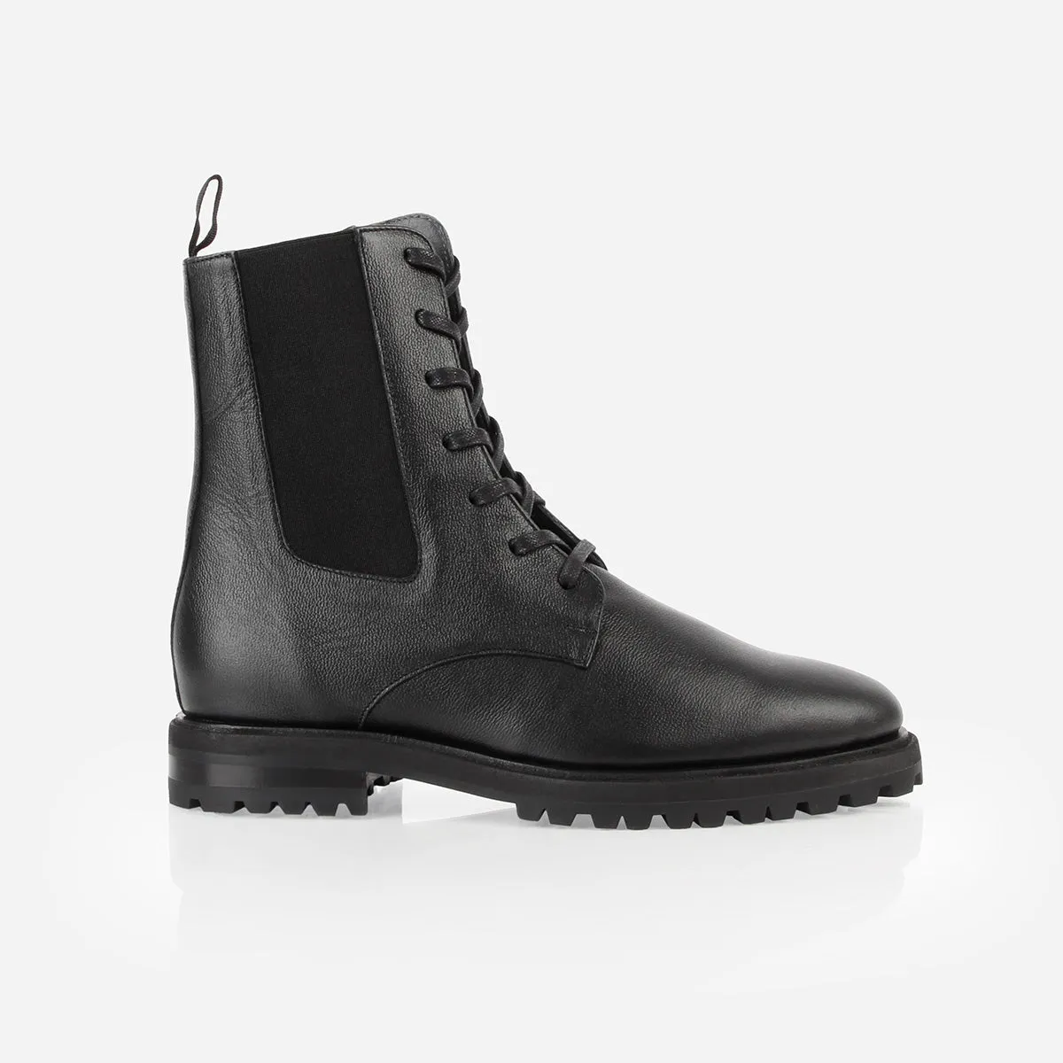 The Kit Combat Boot Black Micro Pebble