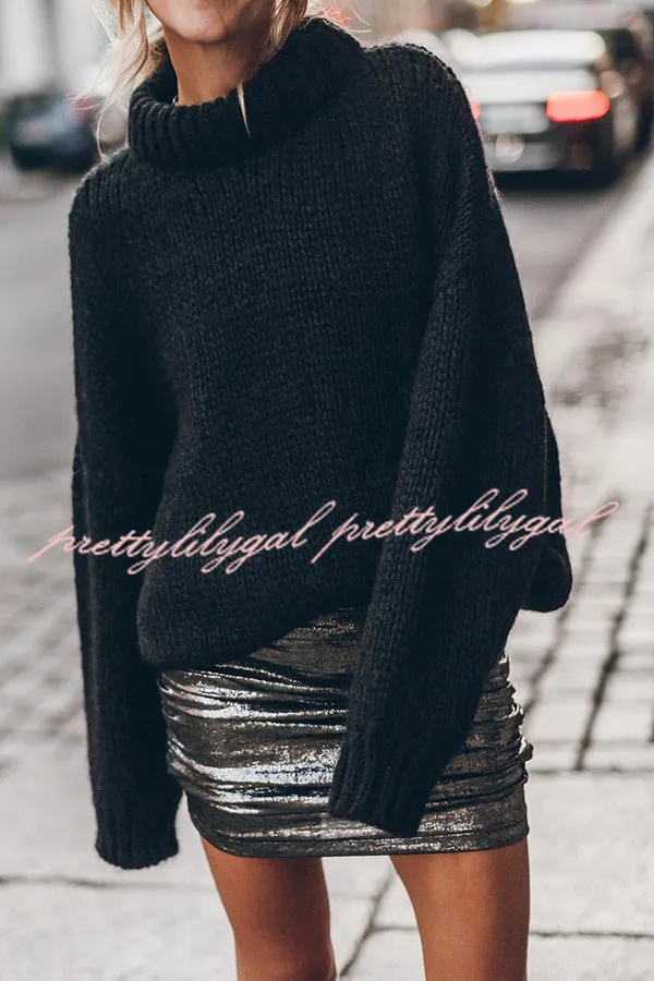 The Perfect Match Glitter Fabric Ruched Elastic Waist Mini Skirt