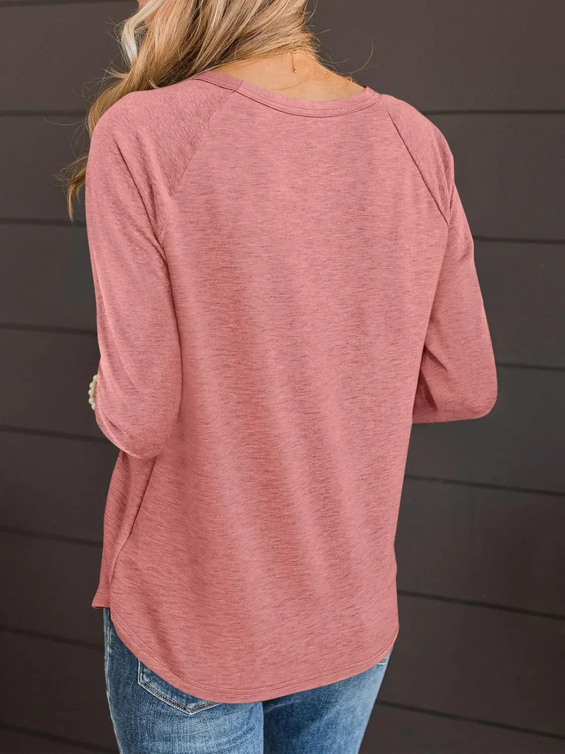 TICTICMIMI Women's V Neck 3/4 Sleeve Tops Casual T Shirts Basic Summer Tees Loose Fit Pullover Tunic