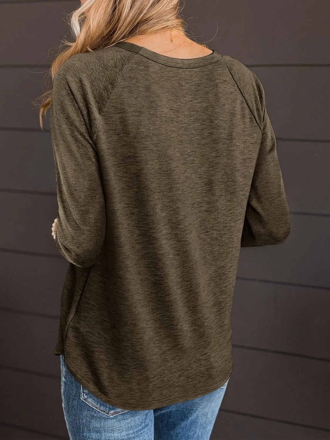 TICTICMIMI Women's V Neck 3/4 Sleeve Tops Casual T Shirts Basic Summer Tees Loose Fit Pullover Tunic