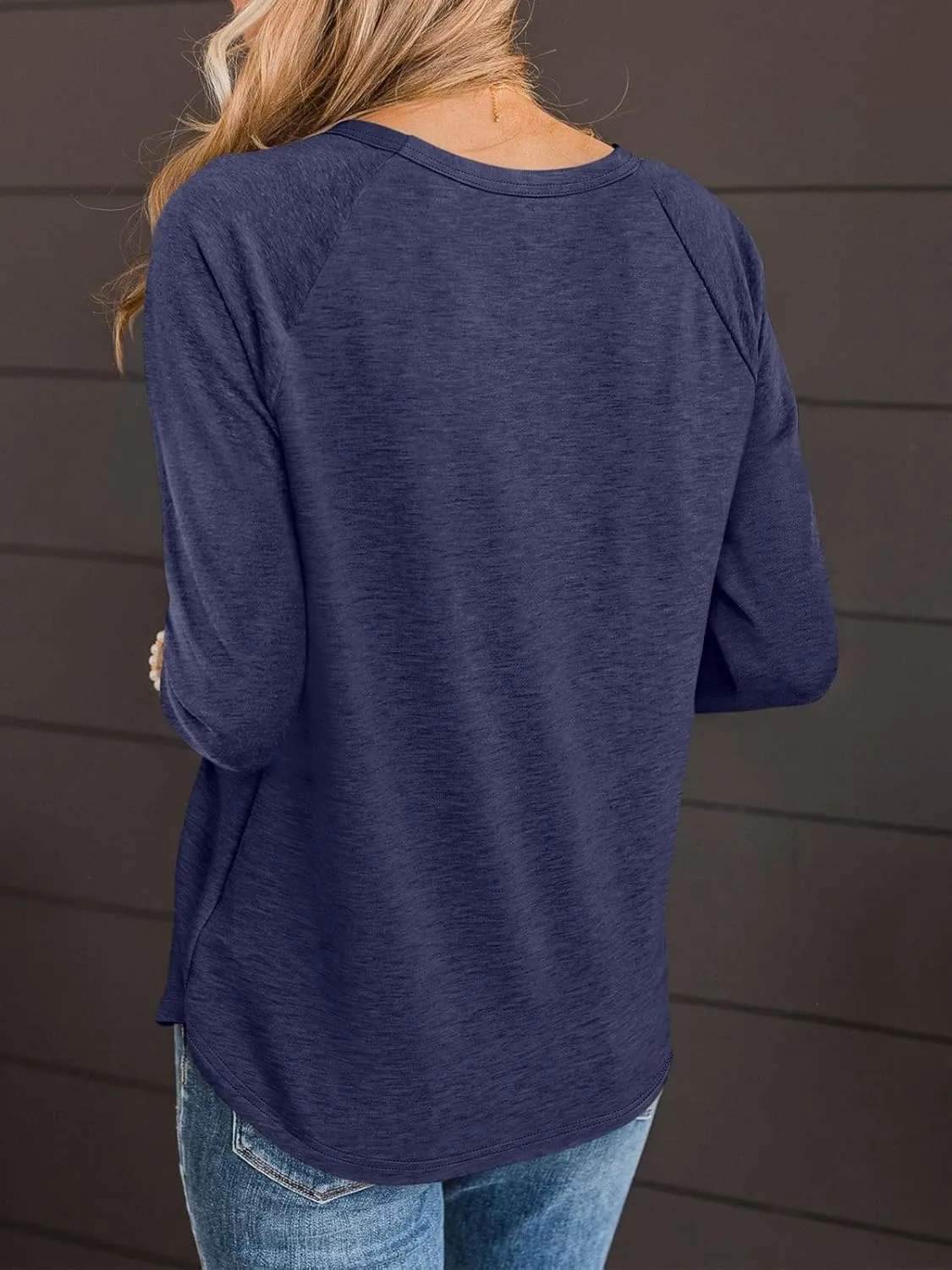 TICTICMIMI Women's V Neck 3/4 Sleeve Tops Casual T Shirts Basic Summer Tees Loose Fit Pullover Tunic