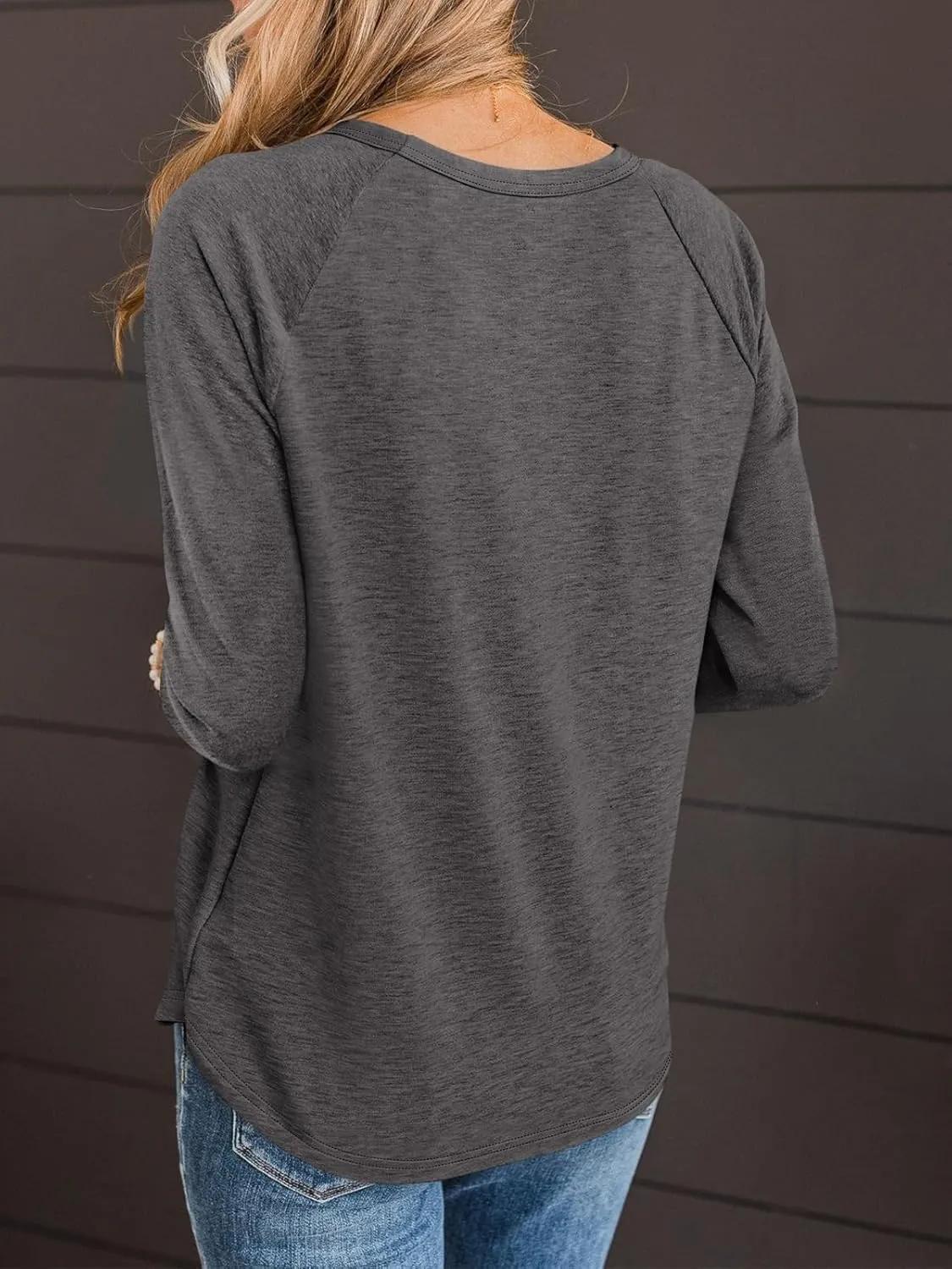 TICTICMIMI Women's V Neck 3/4 Sleeve Tops Casual T Shirts Basic Summer Tees Loose Fit Pullover Tunic
