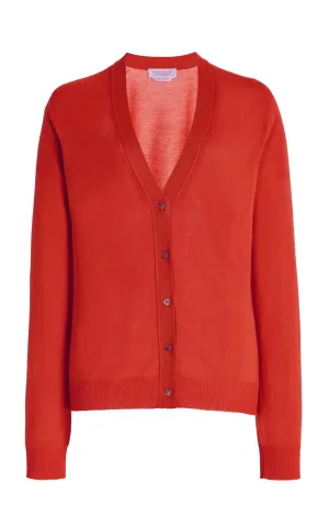 Tori Knit Cardigan in Red Topaz Cashmere Silk