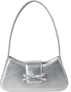 Trendy Y2K Bow Purse Women Cute Underarm Handbag 2025 Summer Vegan Patent Leather Shoulder Bag Small Red Hobo Clutch Bag