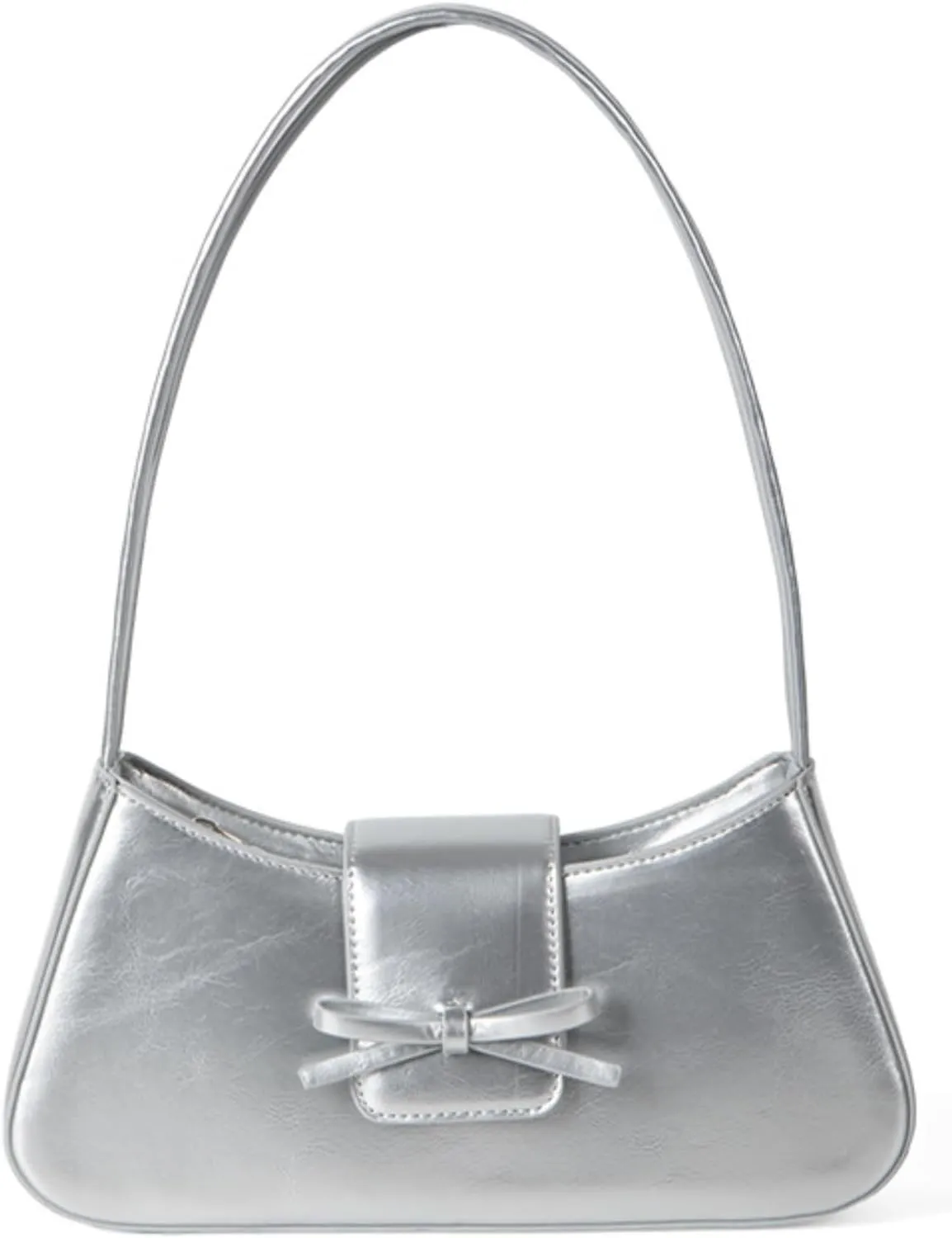 Trendy Y2K Bow Purse Women Cute Underarm Handbag 2025 Summer Vegan Patent Leather Shoulder Bag Small Red Hobo Clutch Bag