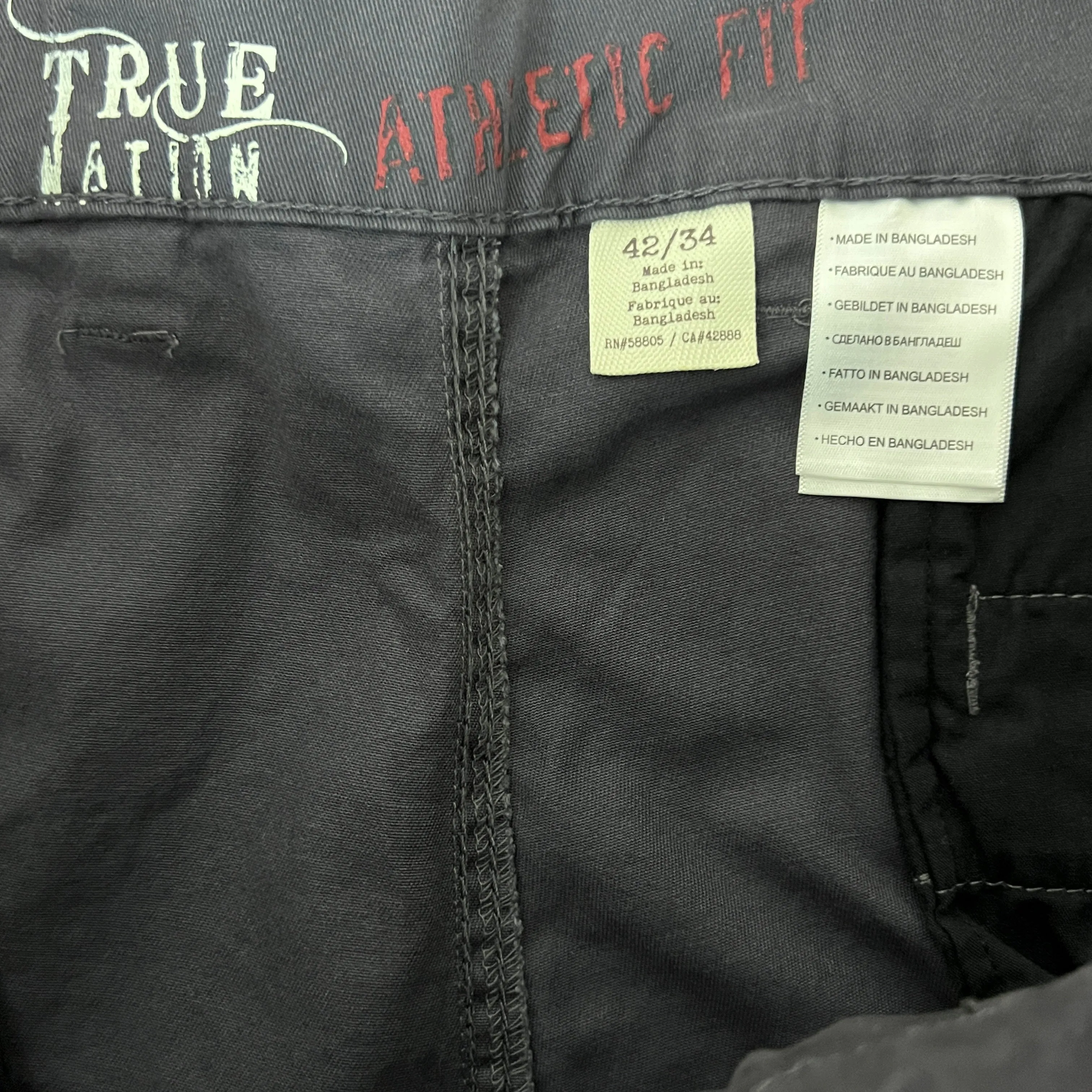 True Nation Athletic Fit Pants With Stretch Size 42 x 34 Gray