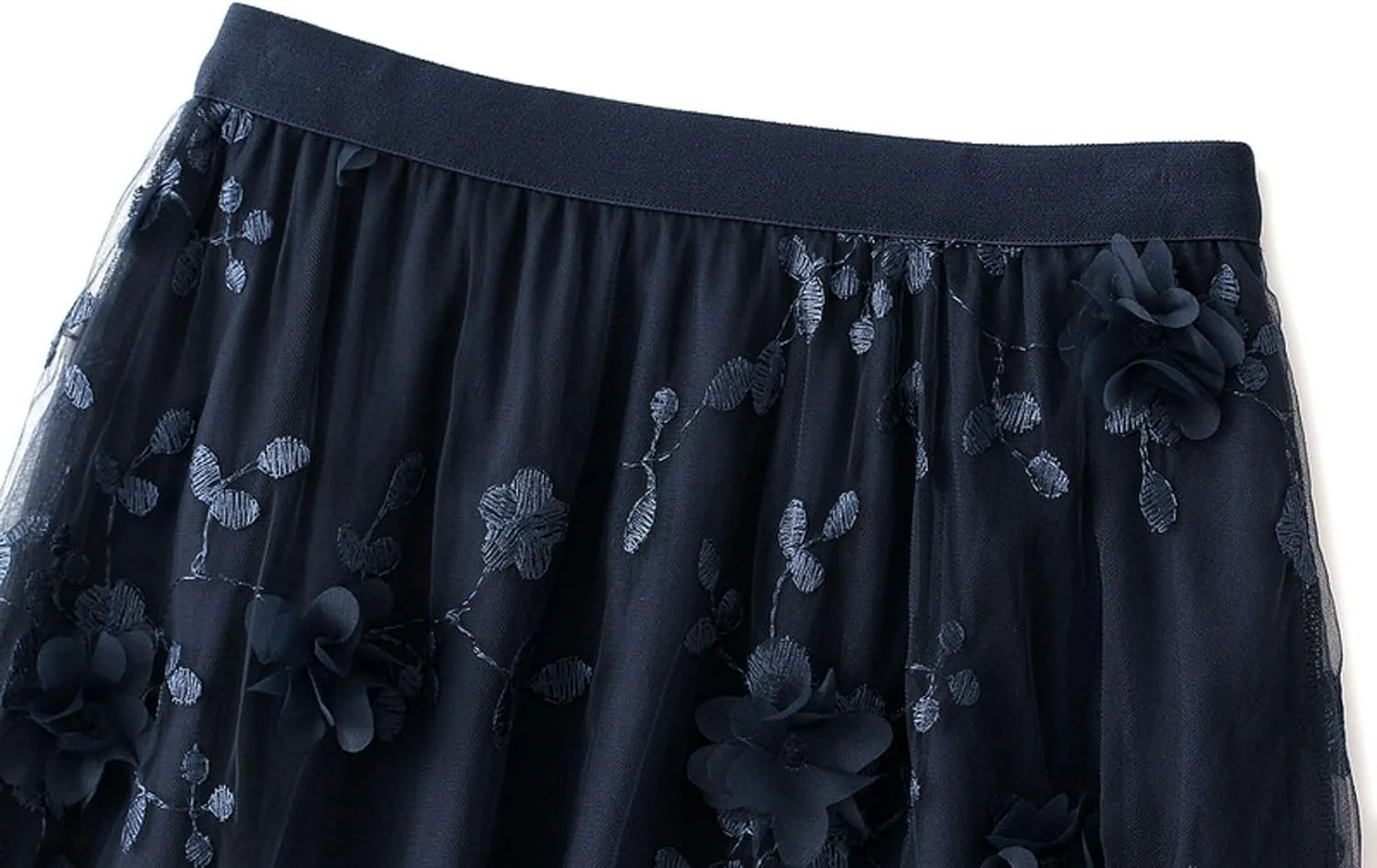 Tulle Skirts for Women 3D Floral Midi High Waist Skirt Cute Pleated A Line Layered Fairy Skirts 2025 Party Skirt