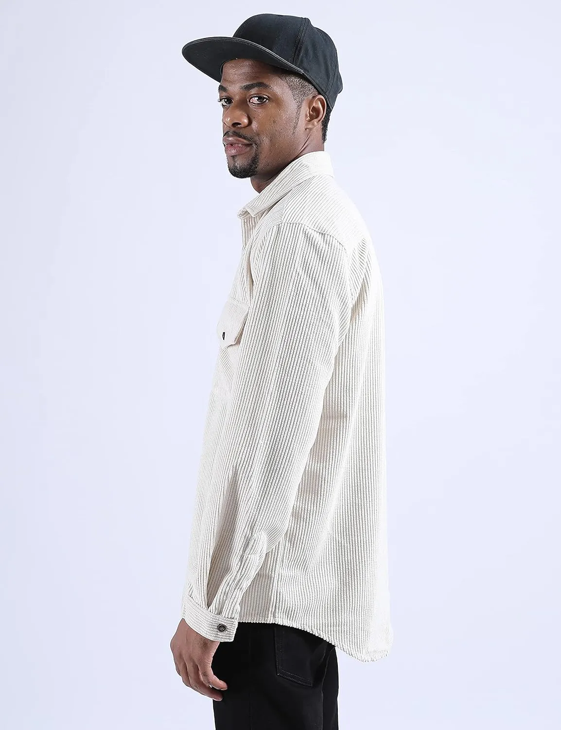 UANEO Mens Shacket Patchwork Long Sleeve Button Down Corduroy Shirts for Men