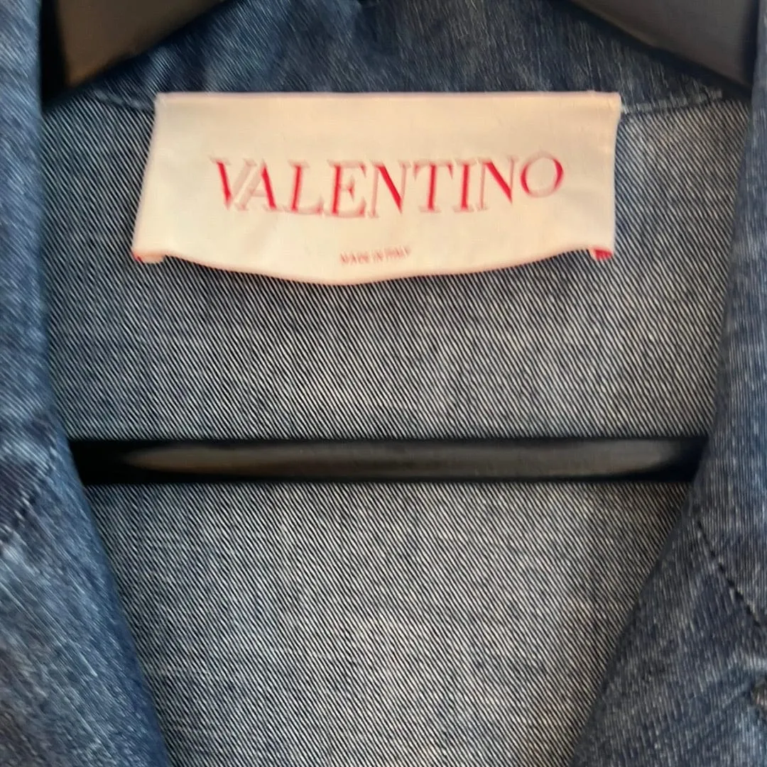 Valentino Set Blue jeans pants   top with feathers AGC1691