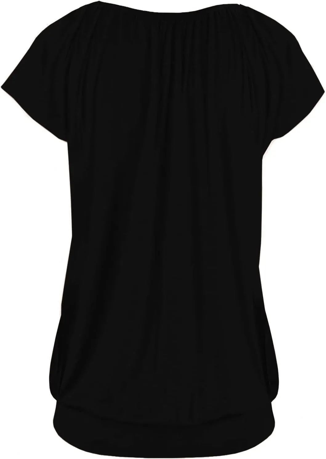 Veatzaer Women V Neck T Shirts Cap Sleeve Summer Casual Shirts Banded-Bottom Loose Fit Basic Tops