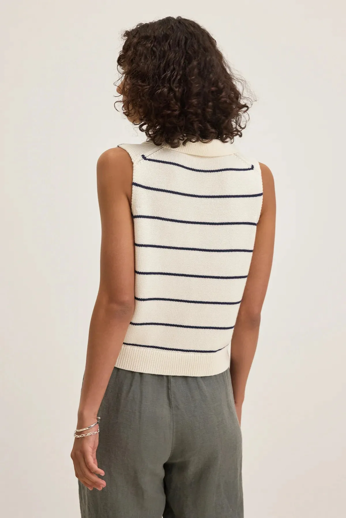 Velvet Nayla Tank Collar Top Milk/Blue