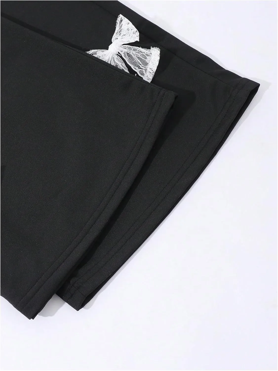 Verdusa Girl's Coquette Bow Wide Leg Elastic Waist Baggy Athletic Pants with Pockets