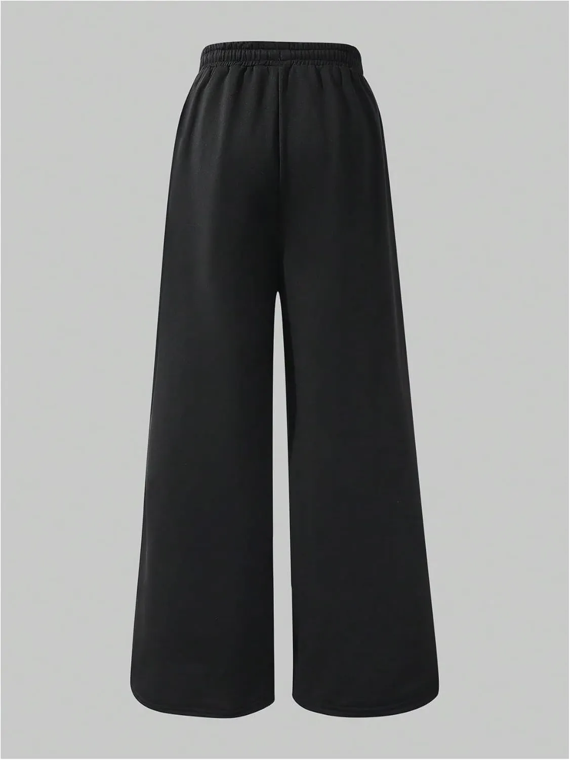 Verdusa Girl's Coquette Bow Wide Leg Elastic Waist Baggy Athletic Pants with Pockets