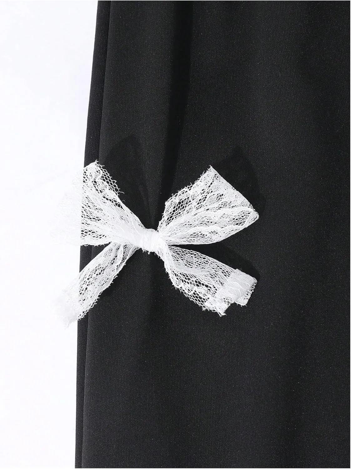 Verdusa Girl's Coquette Bow Wide Leg Elastic Waist Baggy Athletic Pants with Pockets