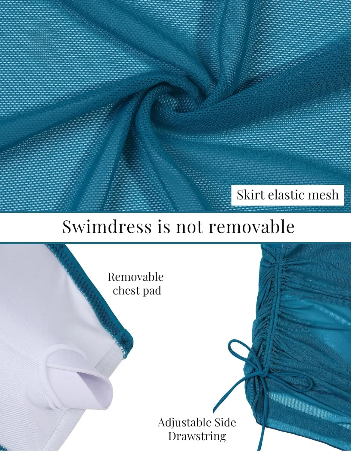 VIMPUNEC Women Sexy One Piece Swim Dress Tummy Control Swimsuits One Shoulder Mesh Bathing Suit Skirts