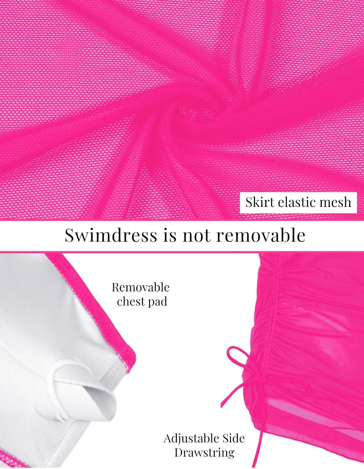 VIMPUNEC Women Sexy One Piece Swim Dress Tummy Control Swimsuits One Shoulder Mesh Bathing Suit Skirts