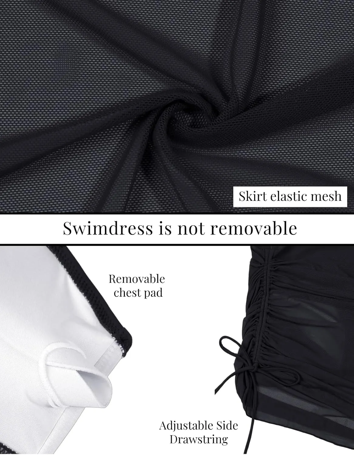 VIMPUNEC Women Sexy One Piece Swim Dress Tummy Control Swimsuits One Shoulder Mesh Bathing Suit Skirts