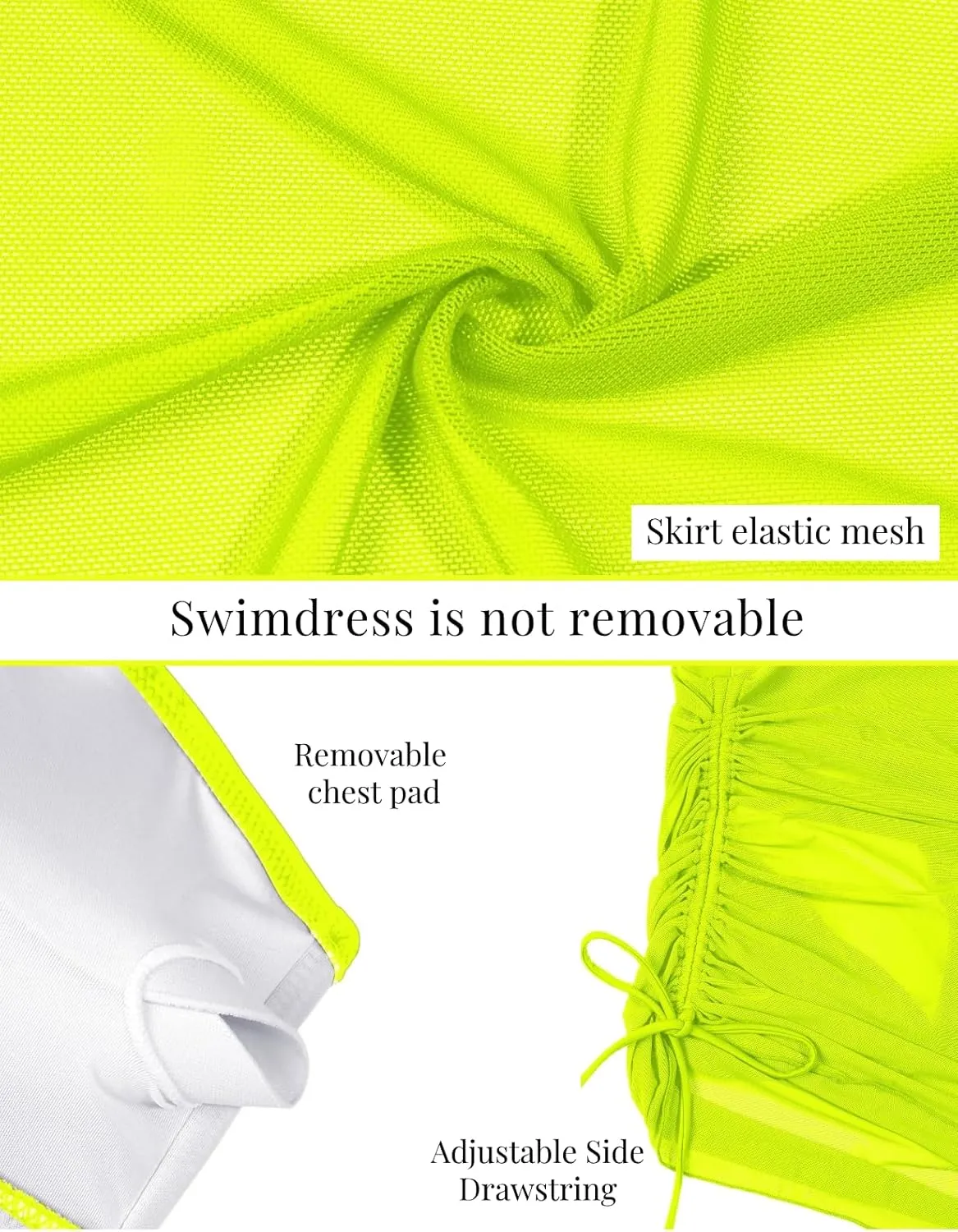VIMPUNEC Women Sexy One Piece Swim Dress Tummy Control Swimsuits One Shoulder Mesh Bathing Suit Skirts