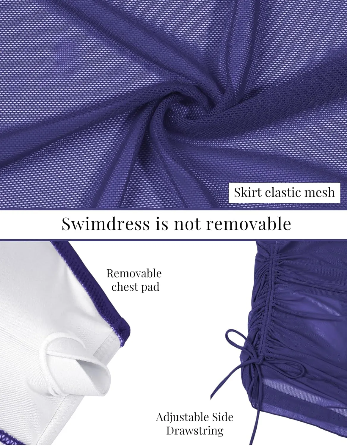 VIMPUNEC Women Sexy One Piece Swim Dress Tummy Control Swimsuits One Shoulder Mesh Bathing Suit Skirts