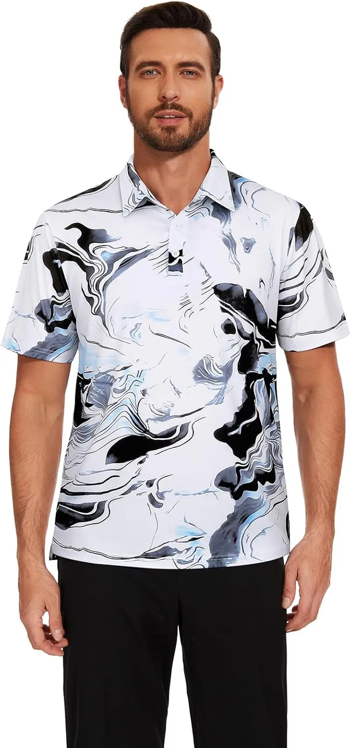 Viracy Men's Golf Shirts Short Sleeve Dry Fit Moisture Wicking Performance Mens Golf Polo Shirts S-3XL