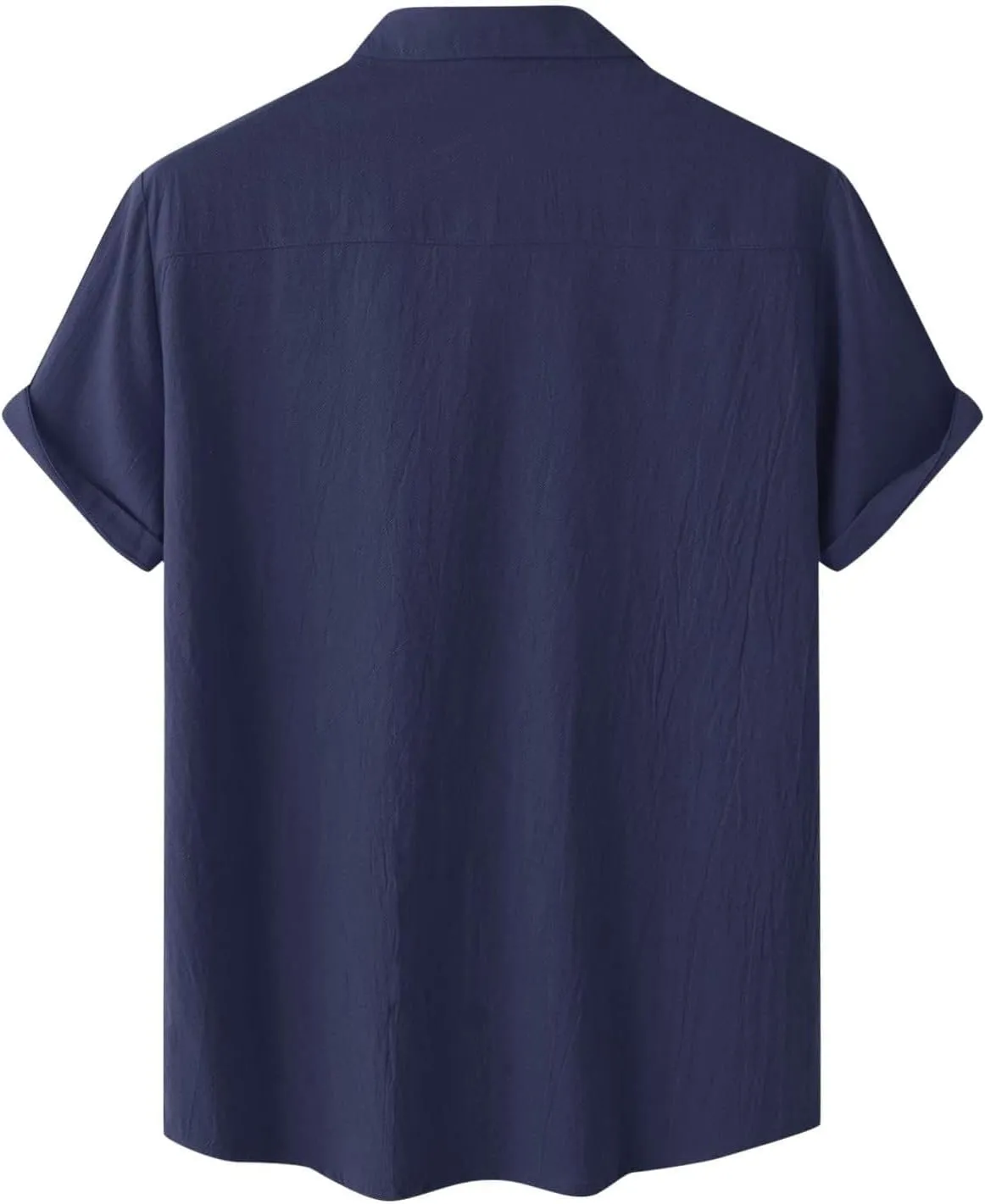 Wankang Mens Casual Button-Down Shirts Short Sleeve Linen Collared Pockets T-Shirts Summer Beach Hawaiian T Shirt for Men