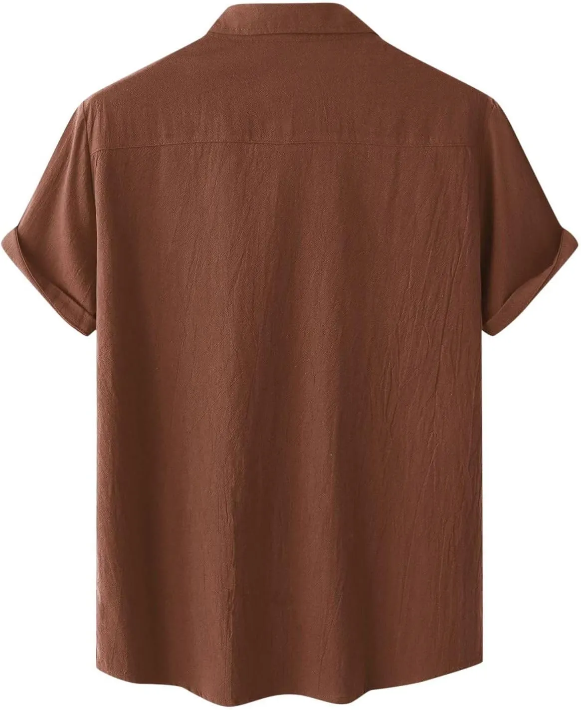 Wankang Mens Casual Button-Down Shirts Short Sleeve Linen Collared Pockets T-Shirts Summer Beach Hawaiian T Shirt for Men