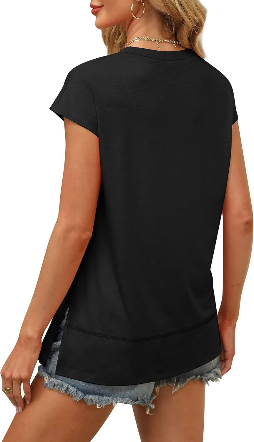 WEESO Womens Summer Tops 2025 Cap Short Sleeve T Shirts Trendy Dressy Casual Crew Neck Loose Fit Shirts