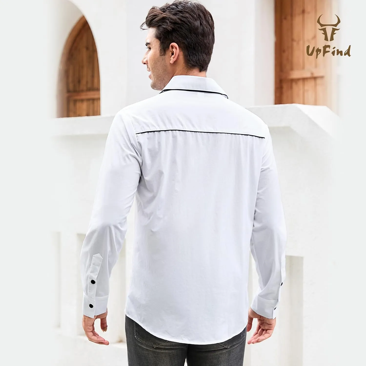Western Shirts for Men Cowboy Shirts Long Sleeve Embroidered Country Shirt Slim Fit Button Down Shirt Casual Work