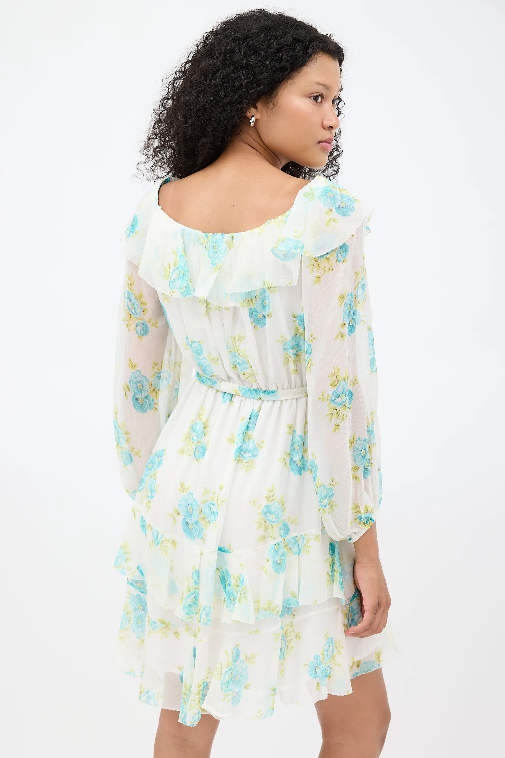 White & Blue Silk Breeze Dress